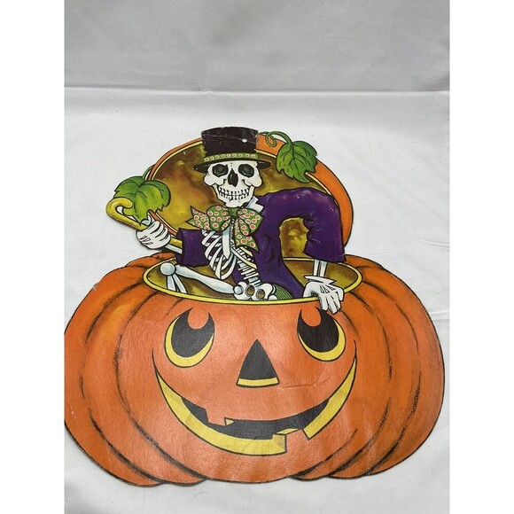 Eureka Other - Vintage Halloween Dancing Skeleton Jack O Lantern Wall Decor 15 1/4" Tall